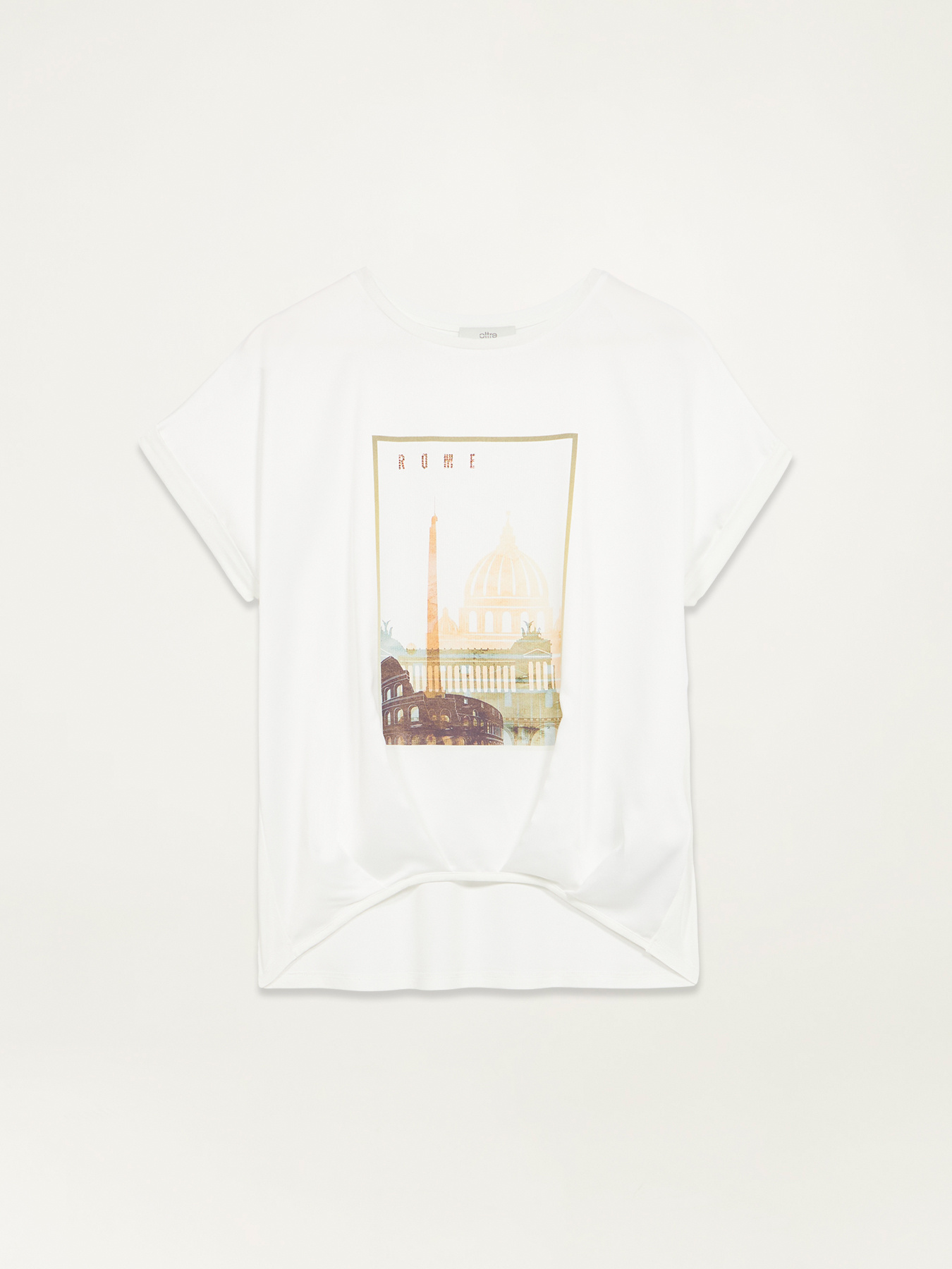 T-Shirt aus zwei verschiedenen Materialien mit Druck image number 3