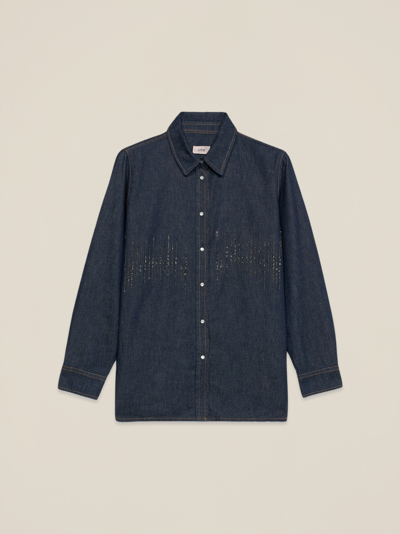 Denim shirt with micro crystals image number 3