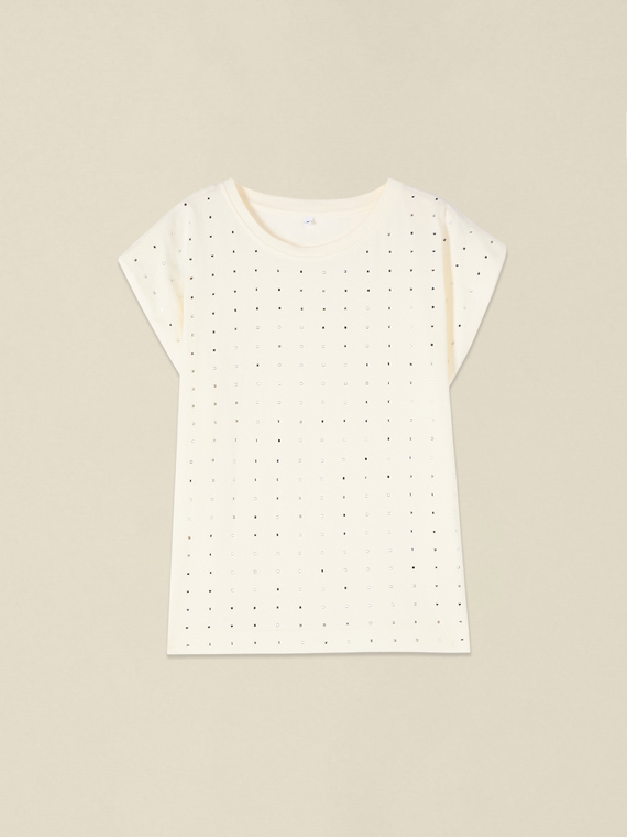 T-Shirt aus Baumwolle mit Kristallen