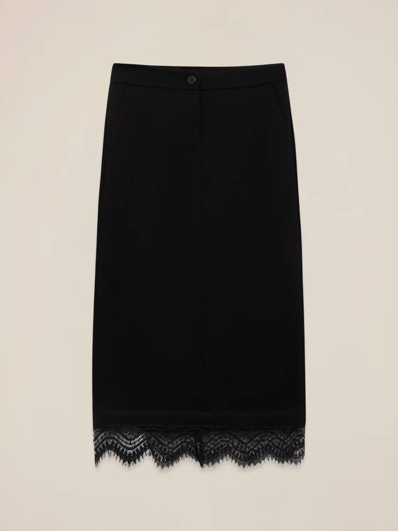 Bodycon skirt in scuba and lace