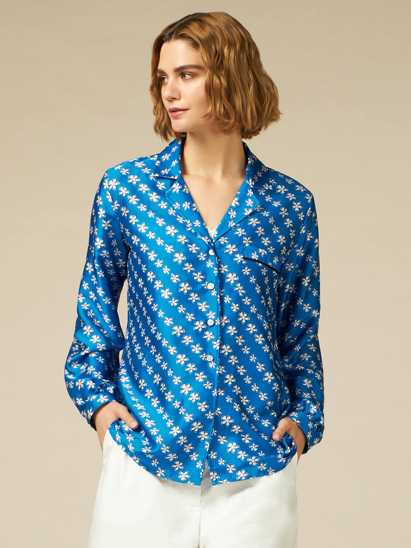 Camicia in raso fantasia image number 0