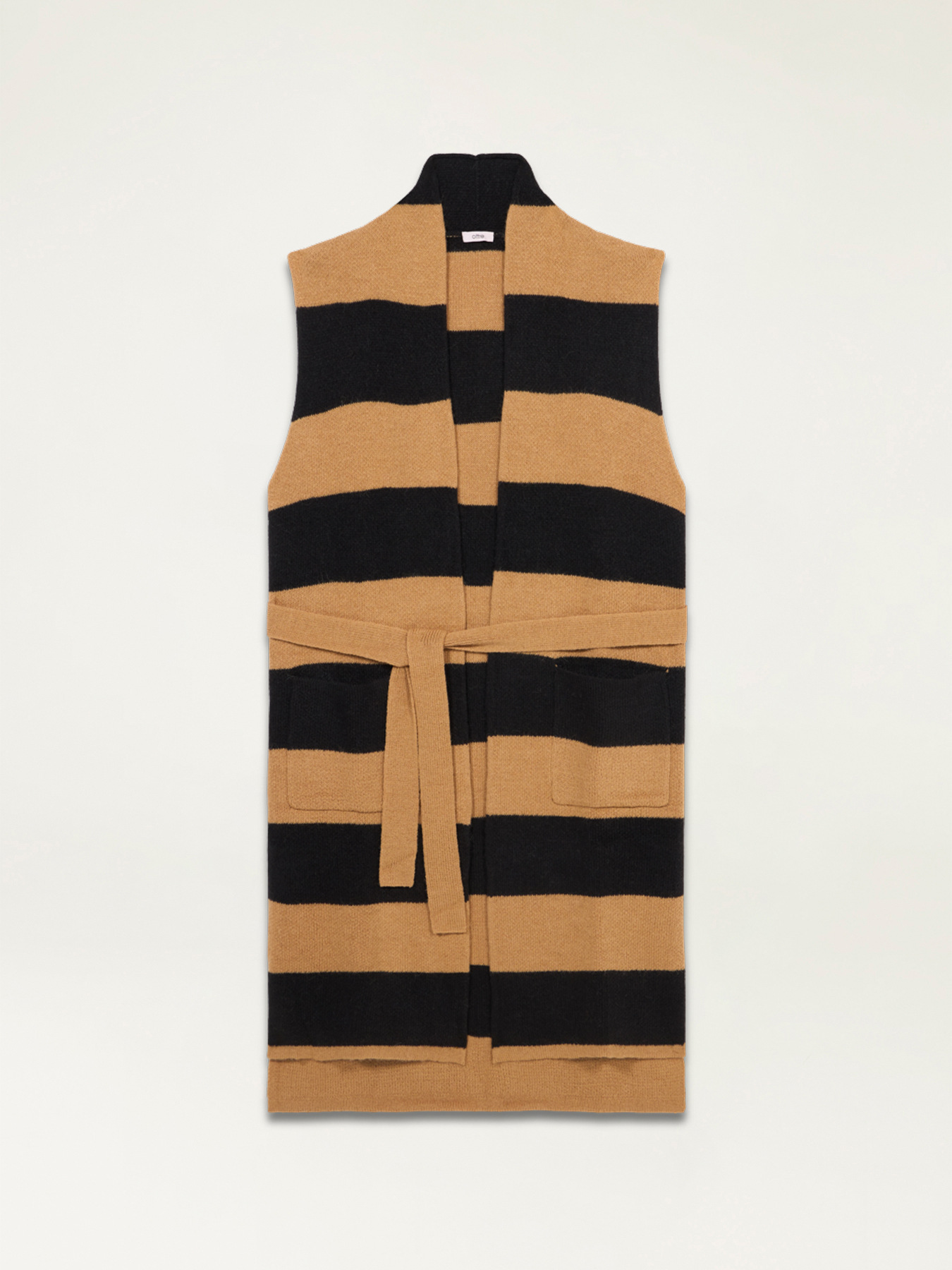 Gilet lungo a righe in maglia misto lana image number 4