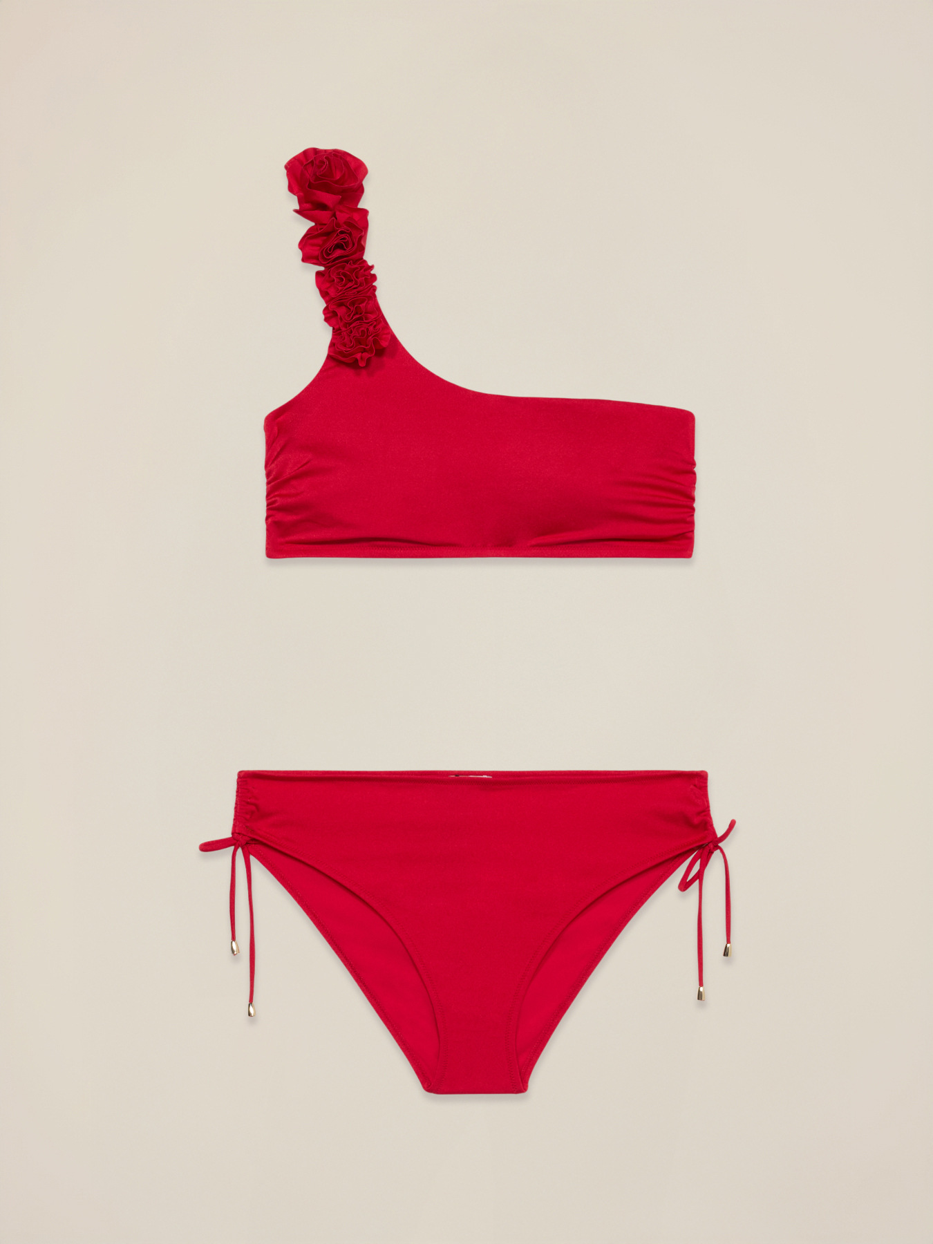 Bikini monospalla con rouche image number 3