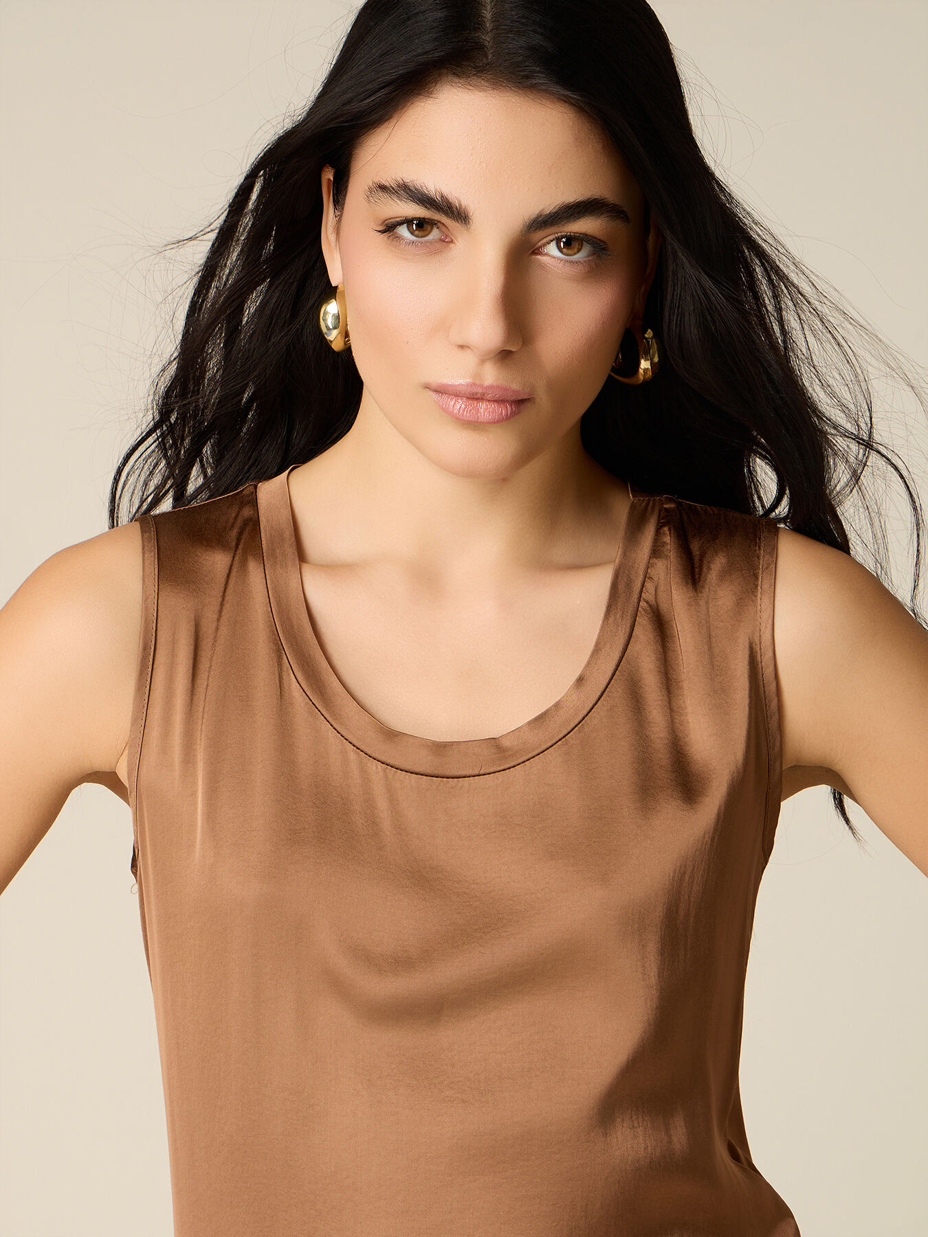 Viscose blend satin top image number 2