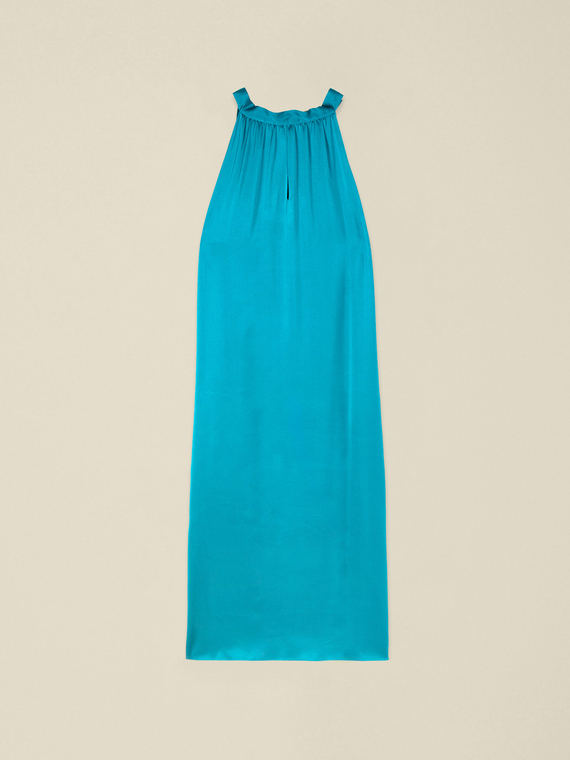 Long A-line dress in satin