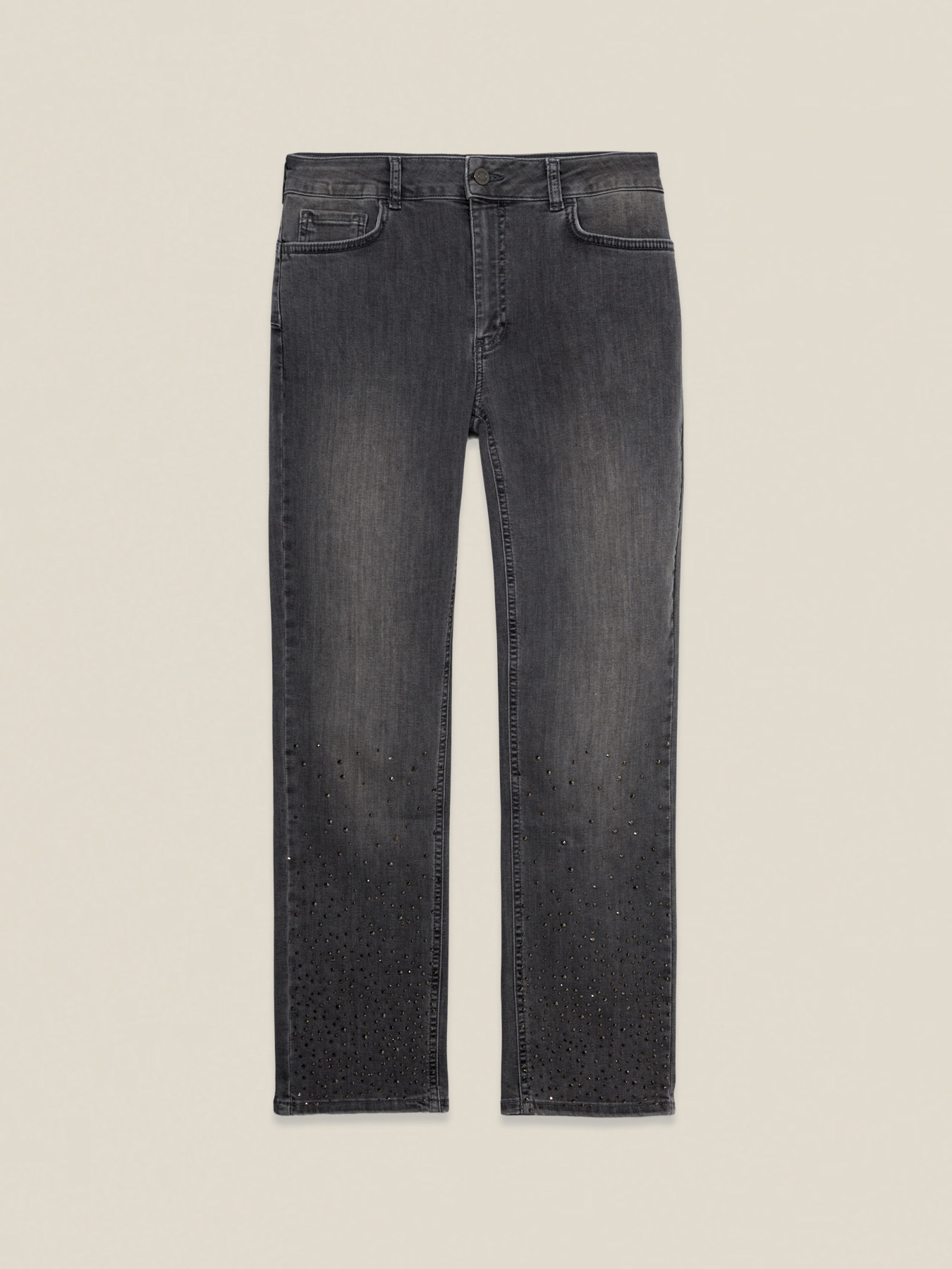 Regul&auml;re Jeans mit dekorativen Nieten image number 4