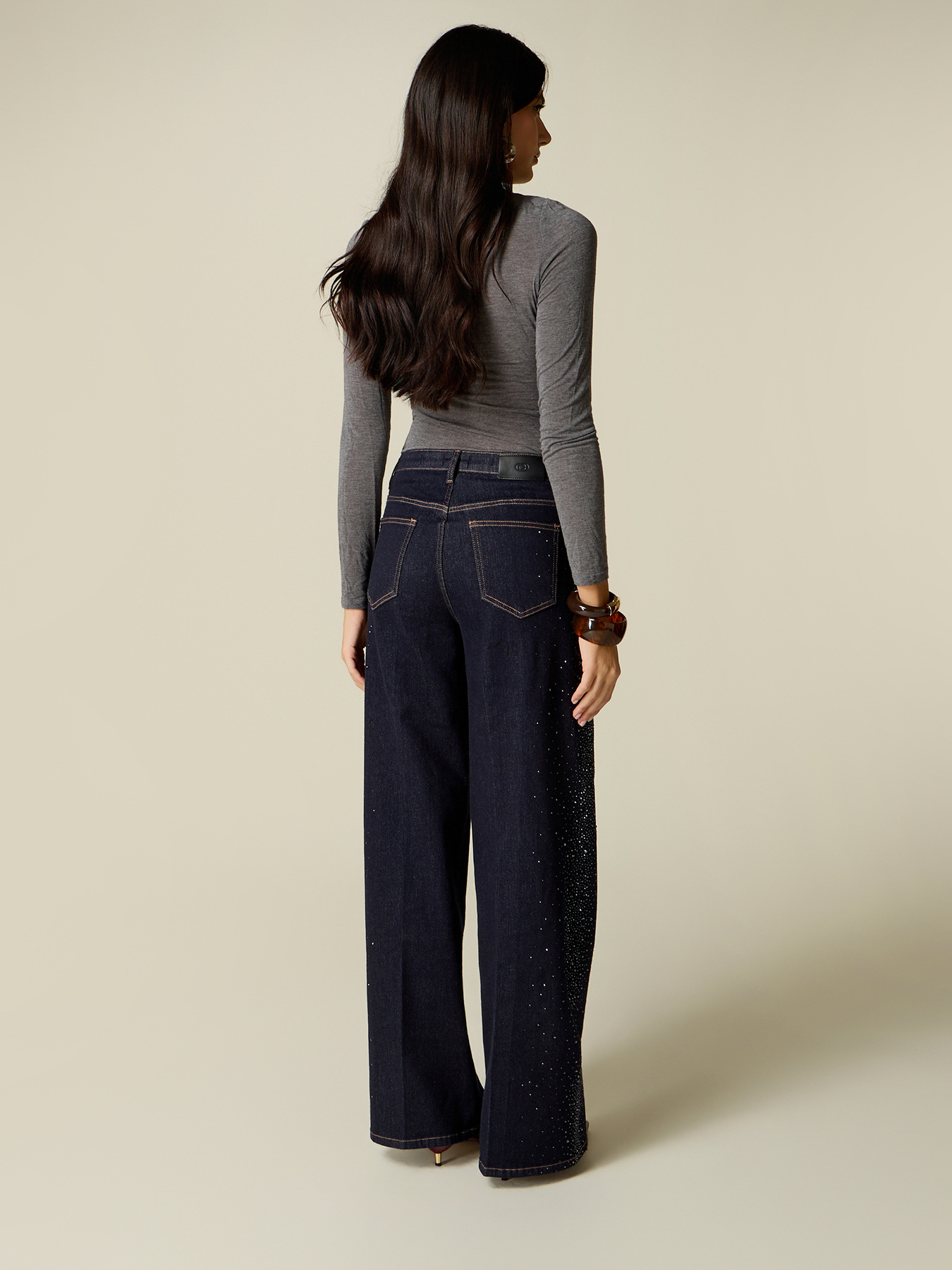 Flare jeans with crystals image number 1