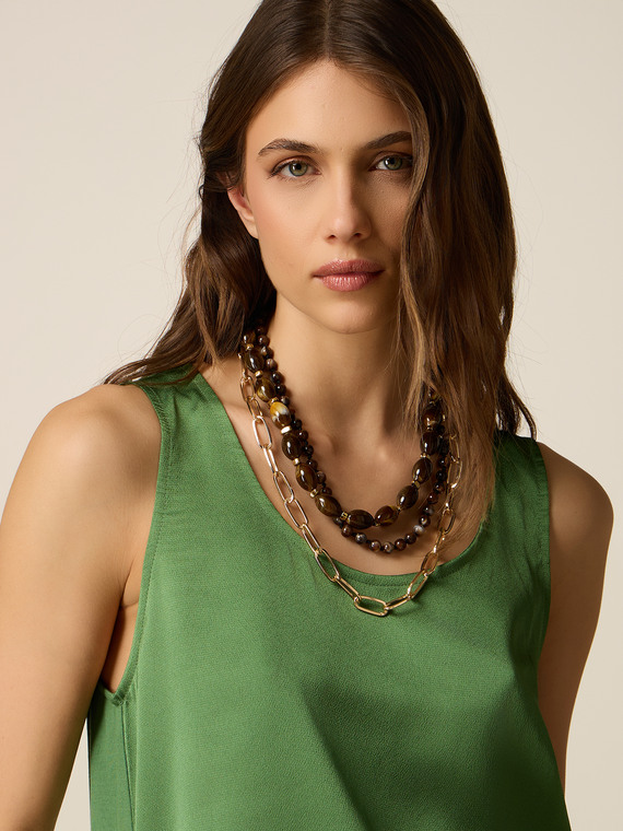 Collier multifils avec pierres naturelles