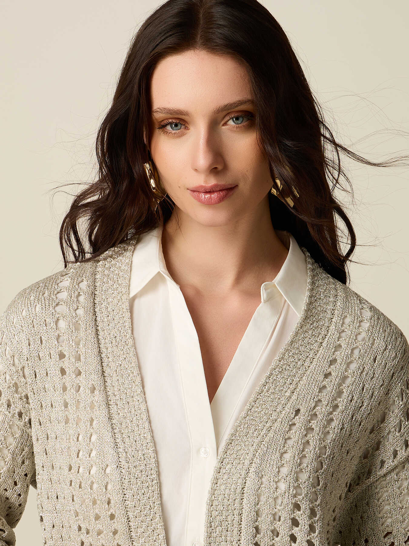 Short openwork lurex cardigan image number 2