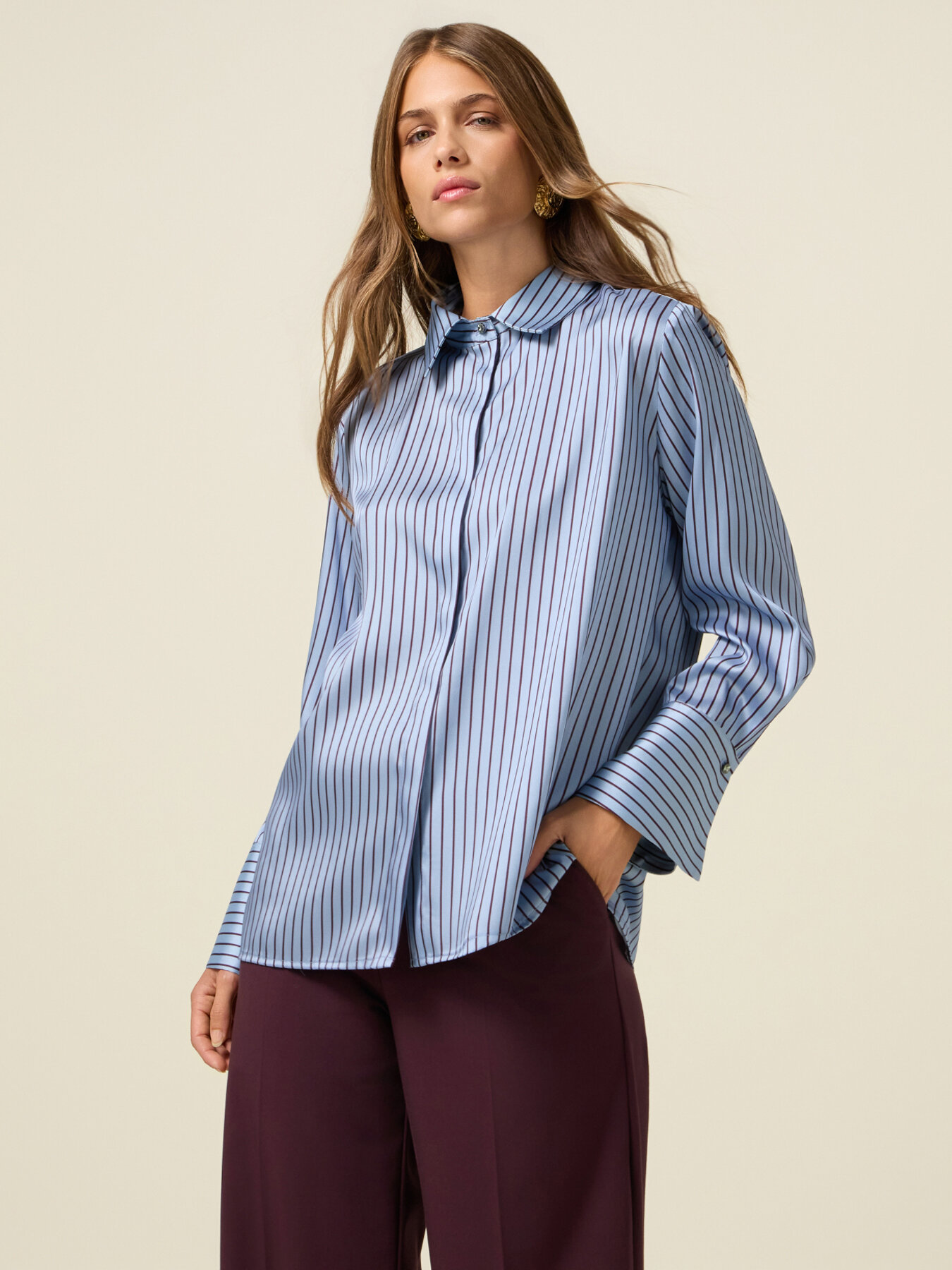 Striped satin shirt image number 1