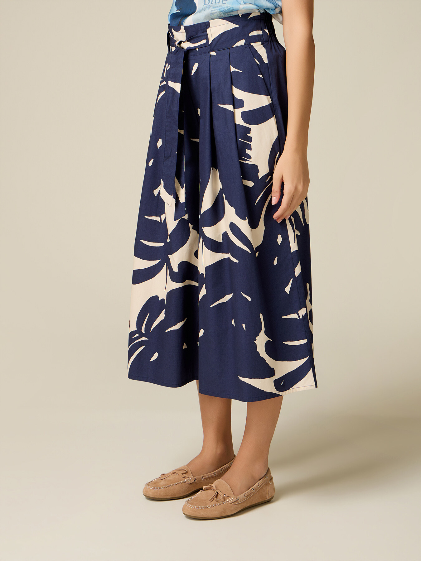 Jupe-culotte en popeline &agrave; motifs image number 3