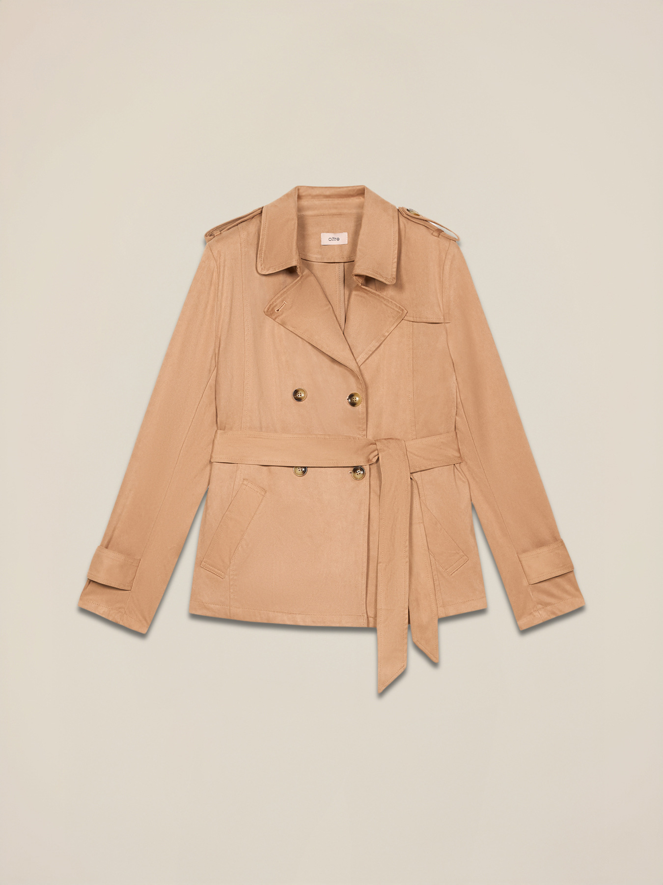 Short suede-effect trench coat image number 3