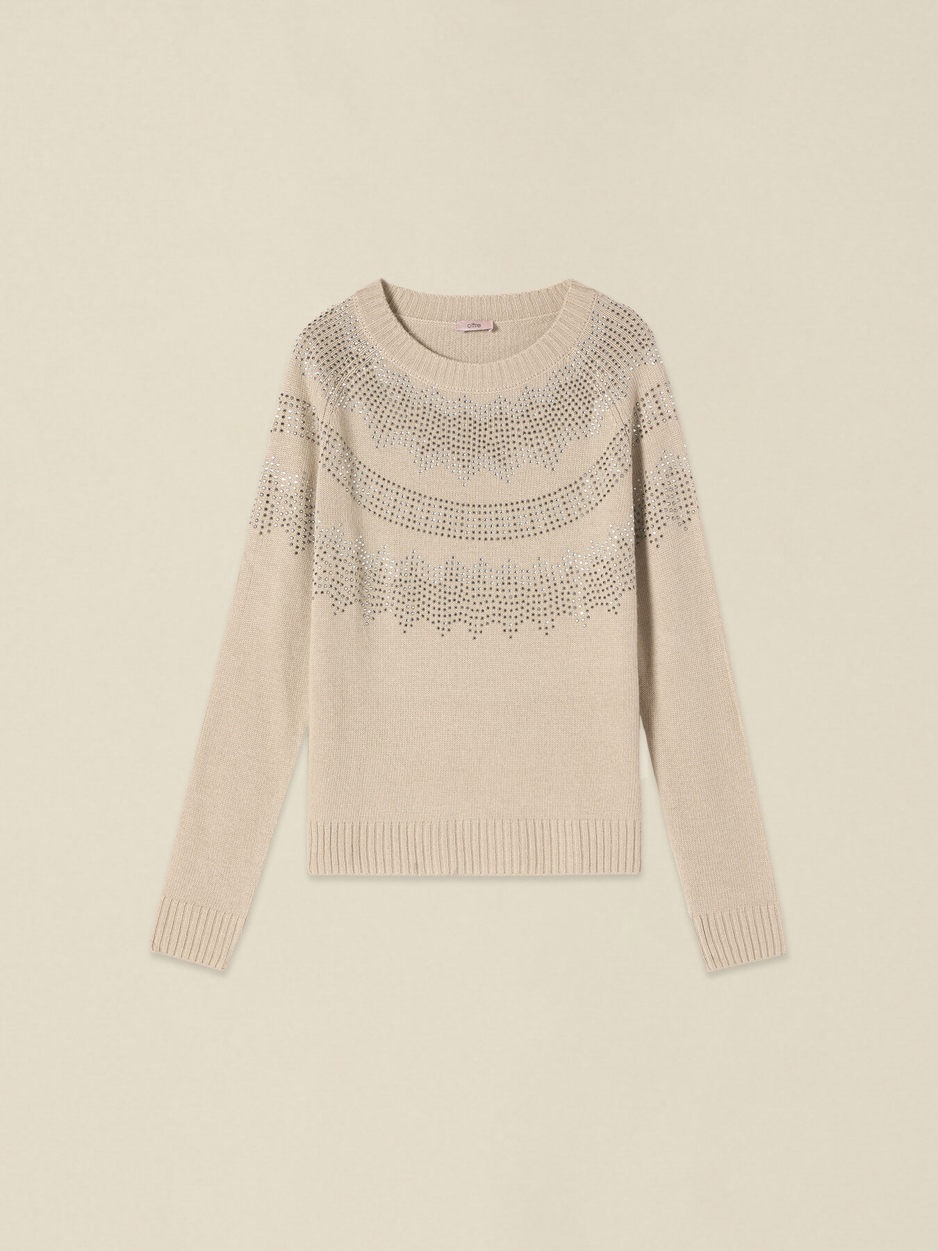 Strickpullover aus Wollmischung mit Kristallen image number 4