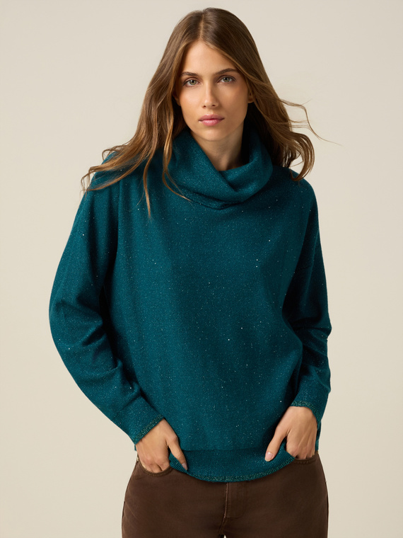 Mixed cashmere turtleneck with sequins