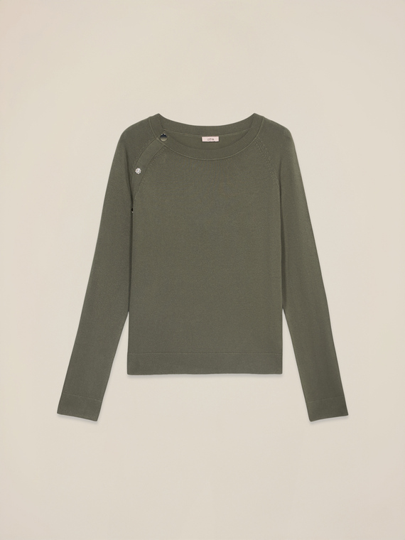 Mixed viscose sweater with decorative buttons