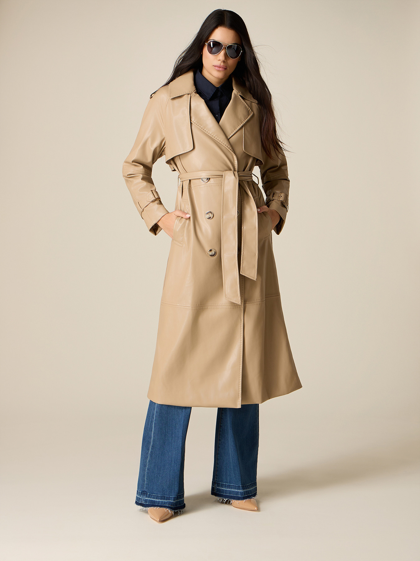 Trench long en tissu enduit image number 0