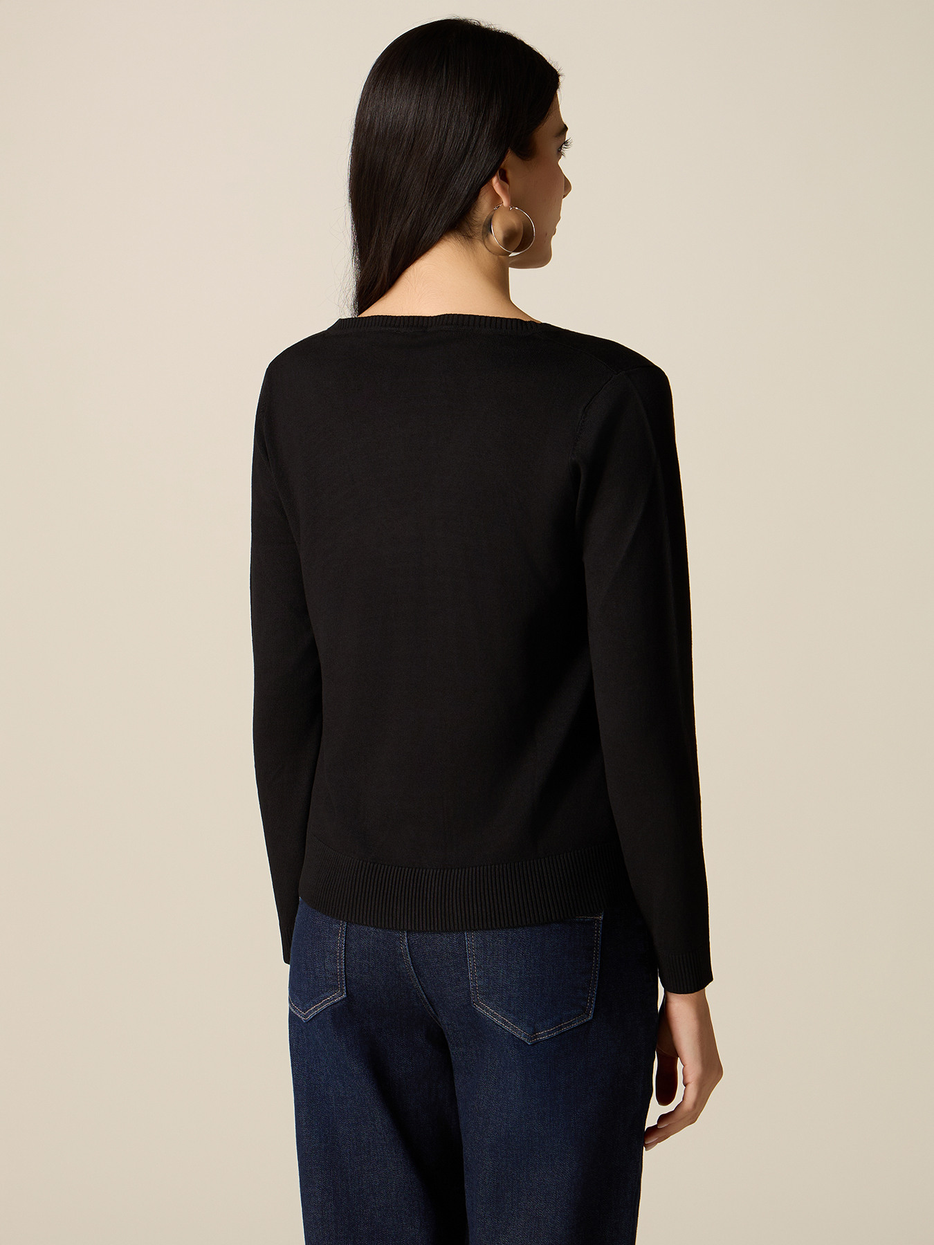 Viscose blend V-neck sweater image number 1