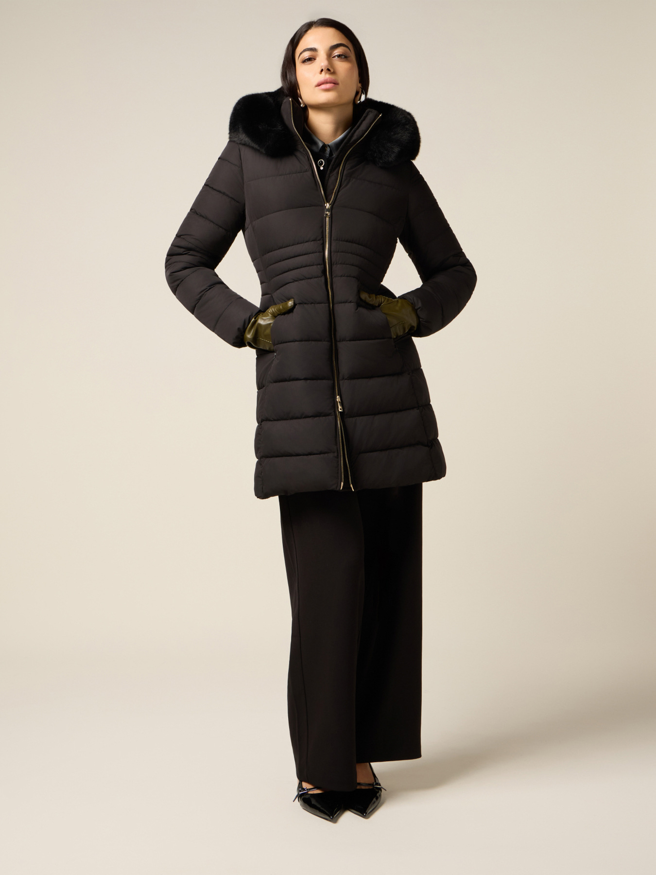 Midi down jacket with hood image number 0