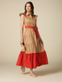 Vestido camisero largo bicolor image number 0