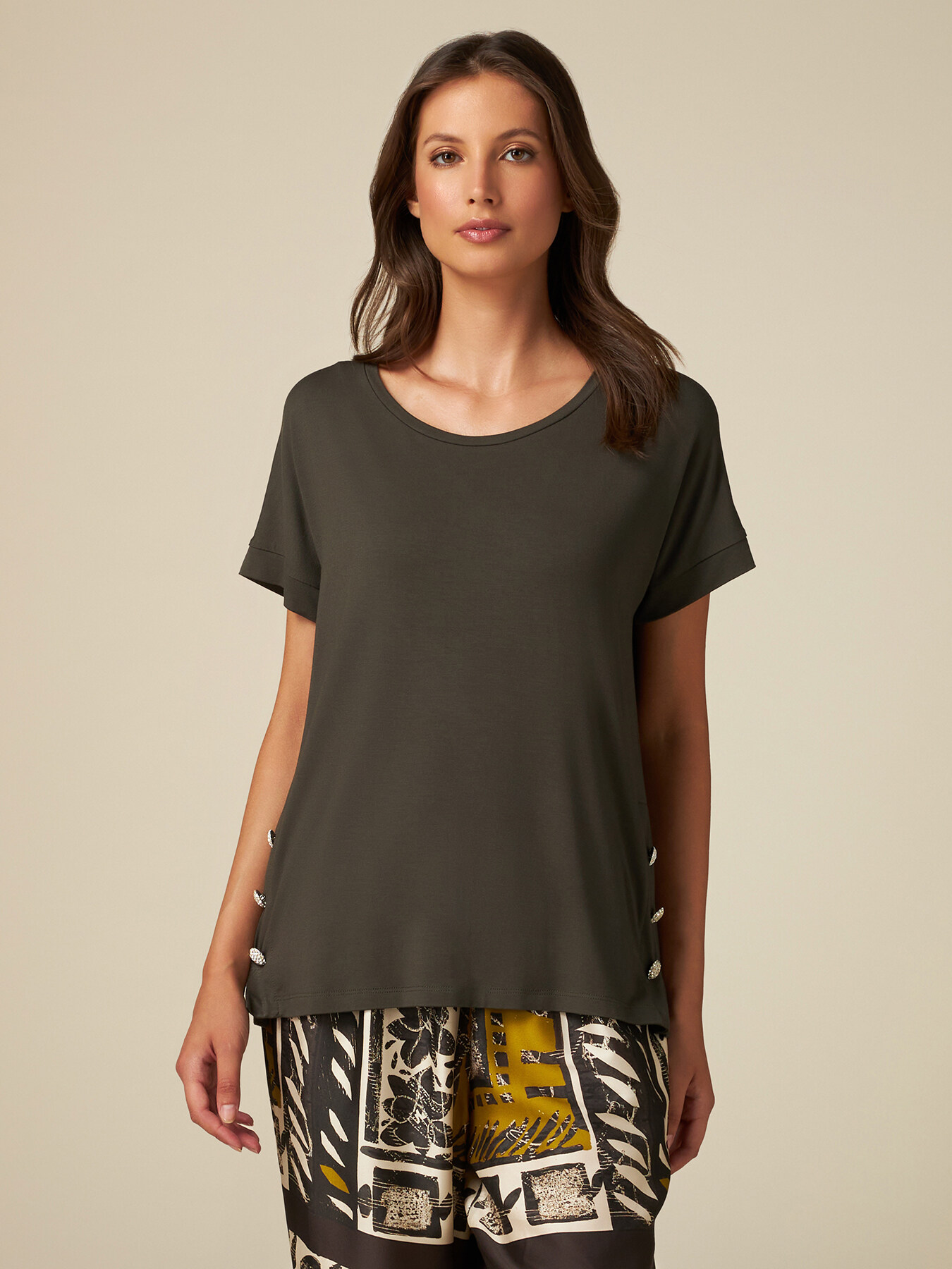 T-shirt con bottoni gioiello image number 0