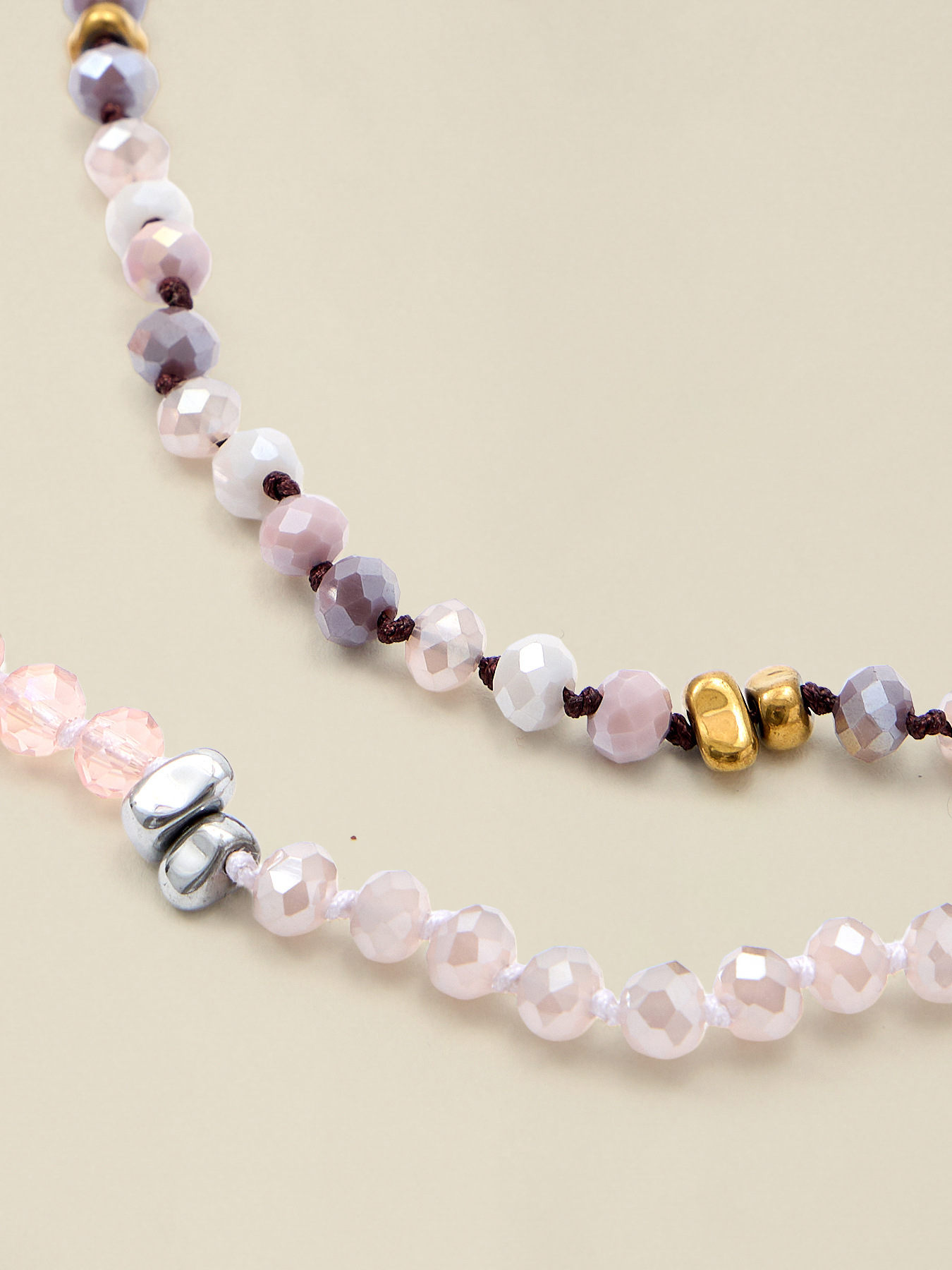 Collier double avec perles et pierres image number 2