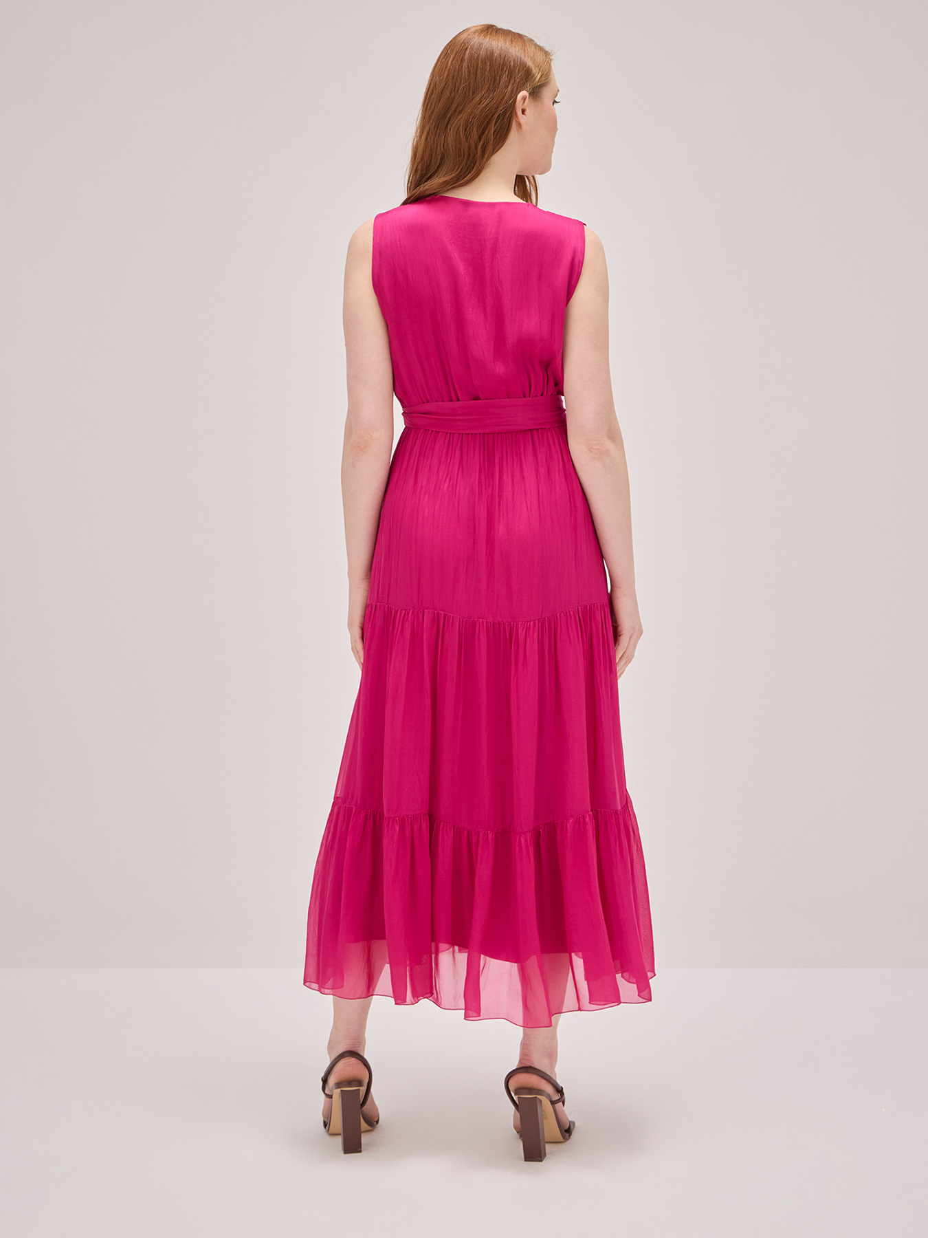 Rochie lungă din amestec de mătase cu curea petrecută image number 1