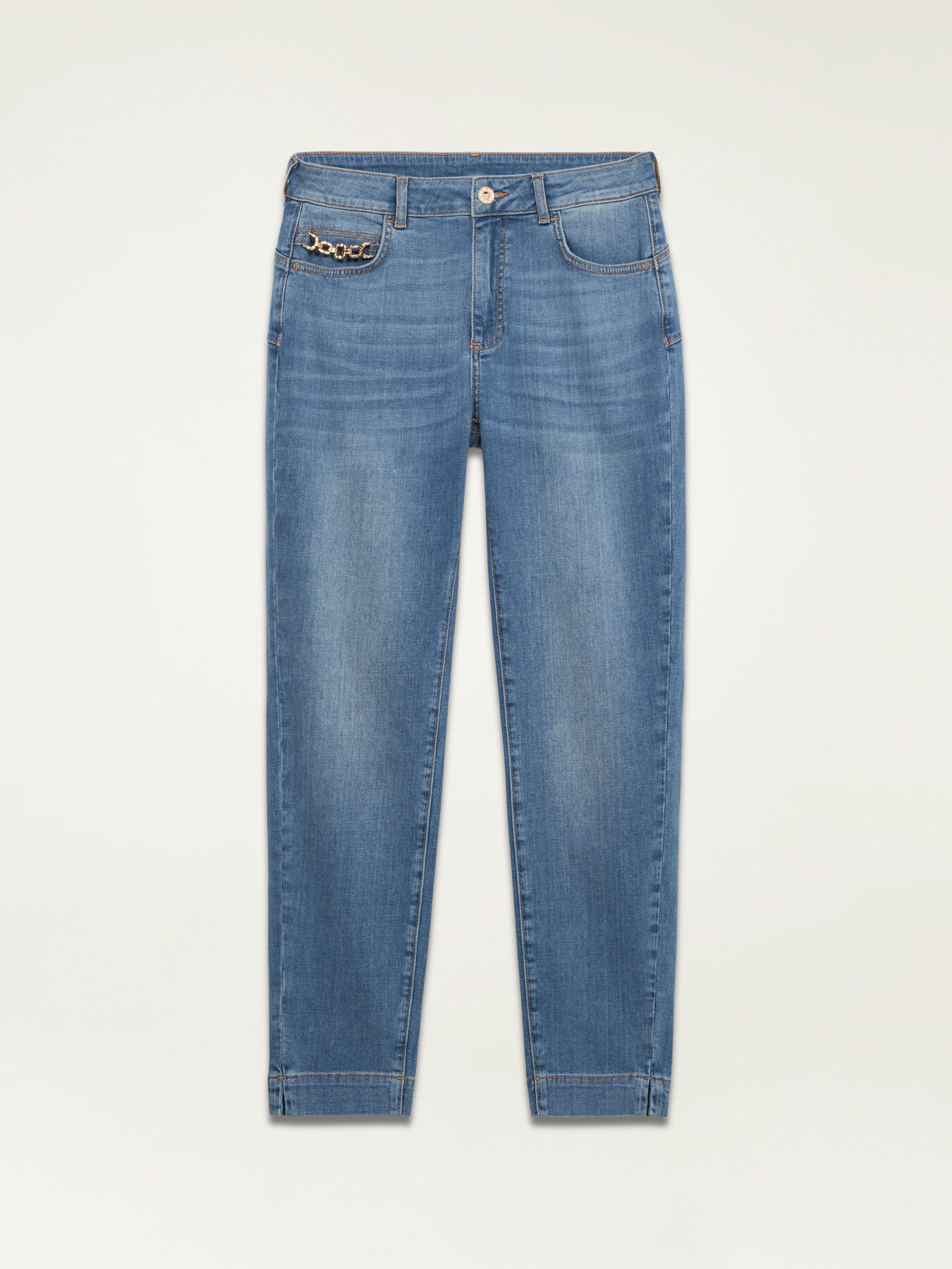 Skinny Push-Up-Jeans mit Kettendetail image number 0