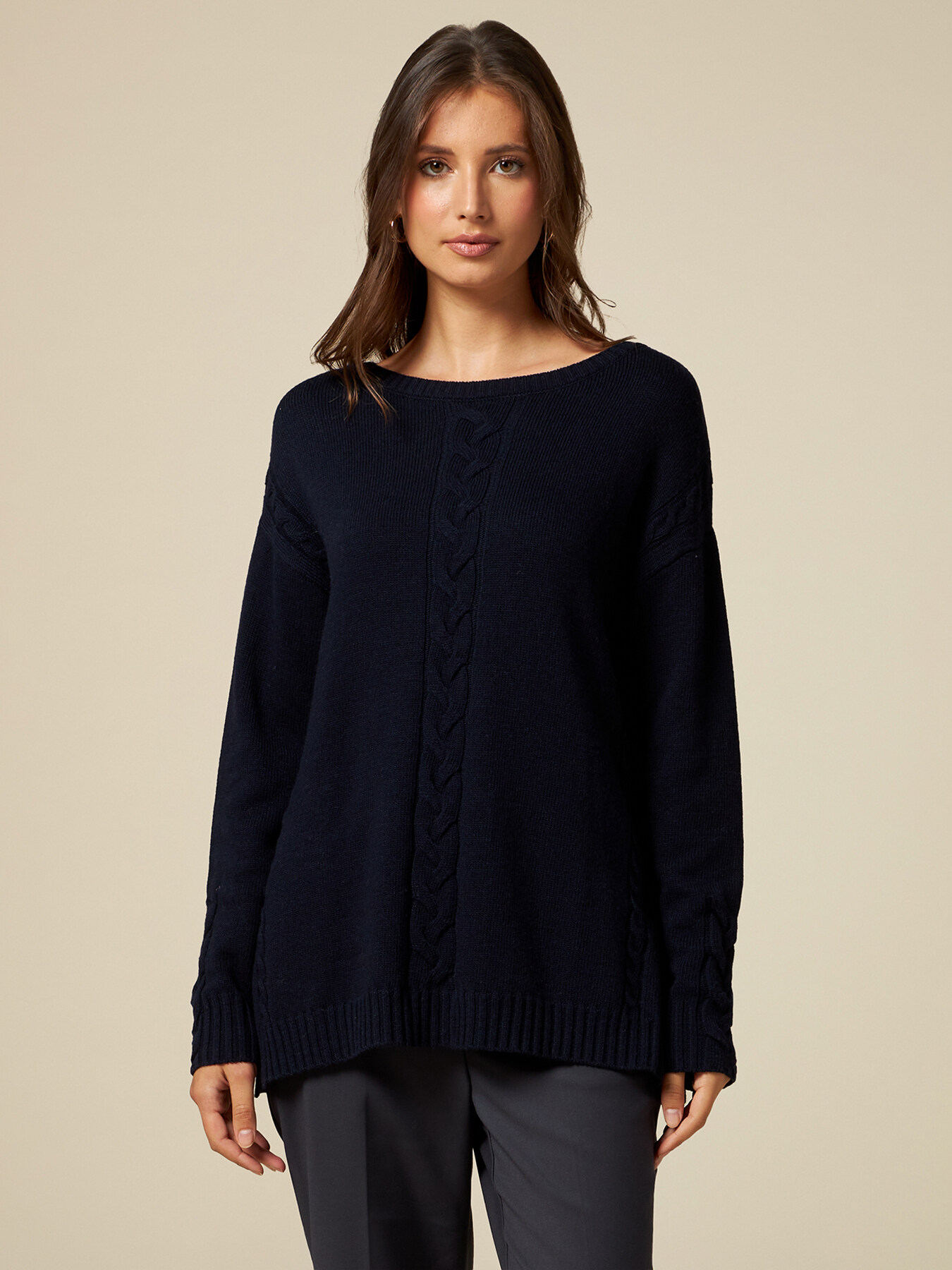 Maglia misto cashmere con motivo trecce image number 0