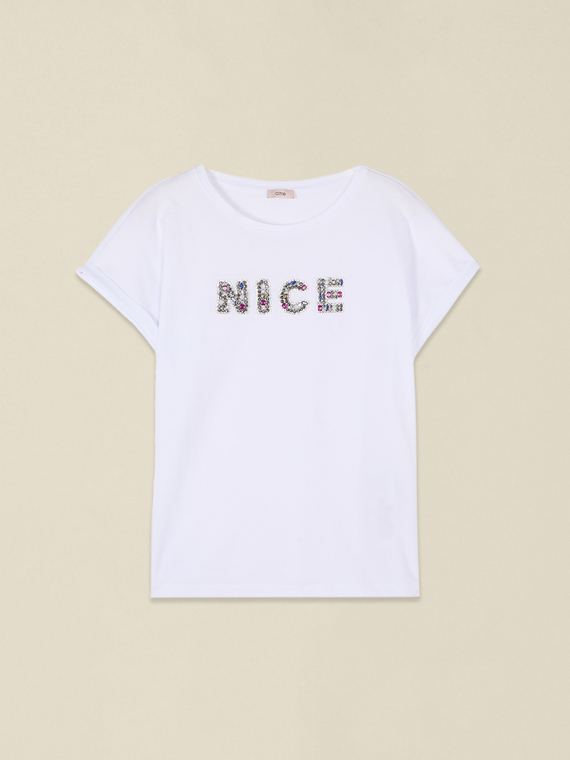 T-Shirt aus Baumwolle mit Schmuck-Patch