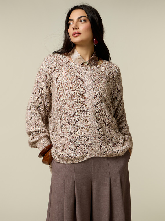 Durchbrochener Pullover aus Mohairmischung mit Pailletten