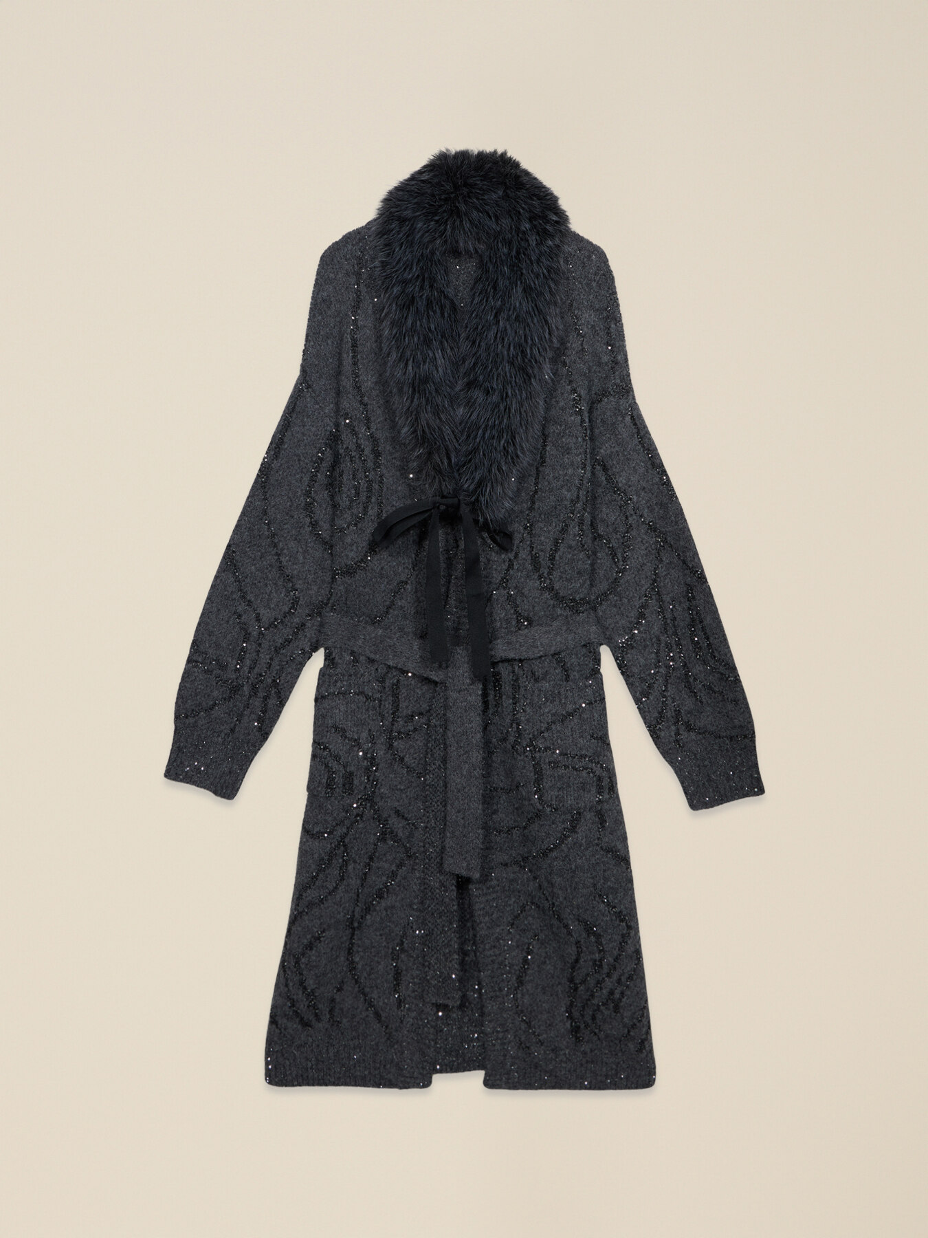 Knit coat with sequin embroidery image number 3