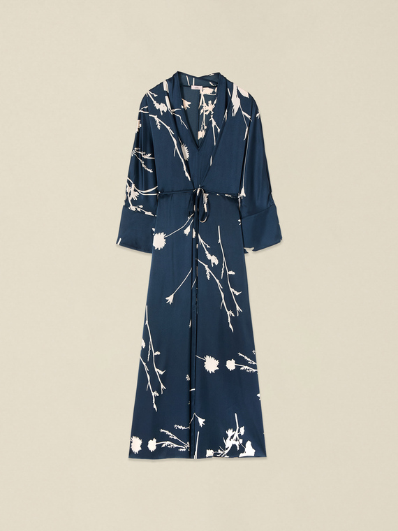 Vestito a kimono in raso fantasia