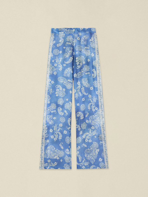 Palazzo-Hose aus gemustertem Satin