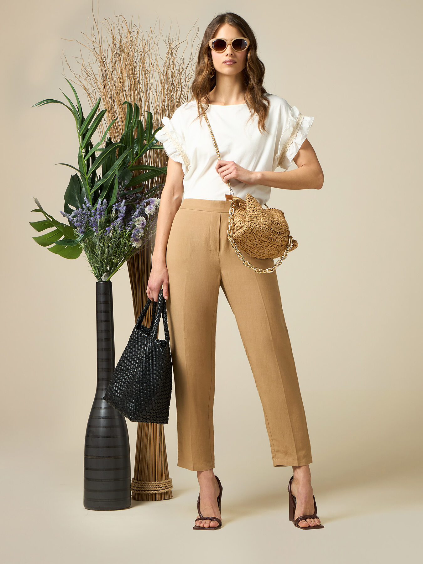 Linen blend trousers image number 0