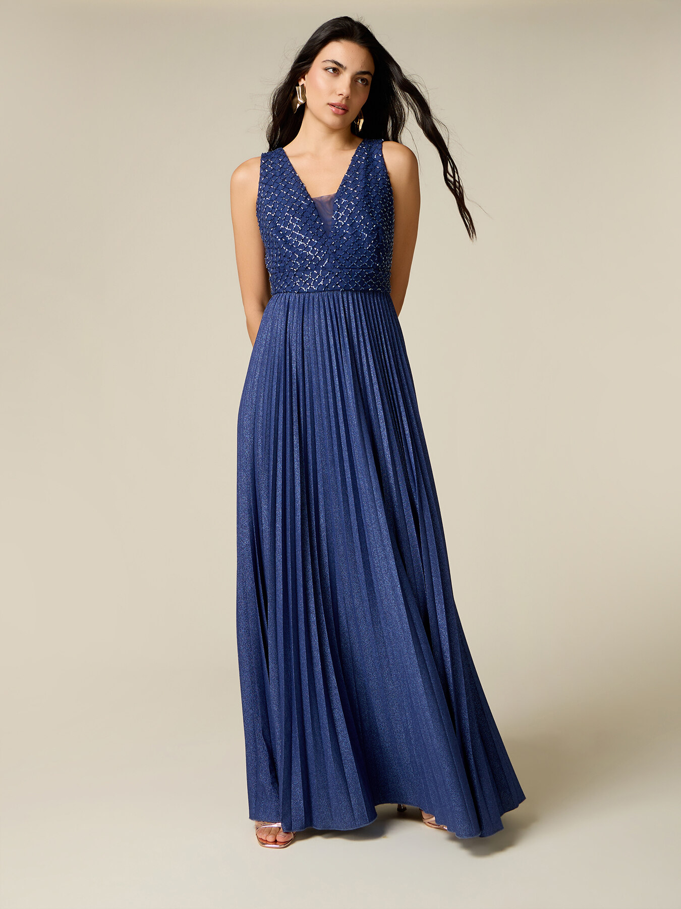 Lurex dress with embroidered bodice image number 0