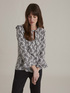 Blusa con fiocco fantasia cashmere image number 2