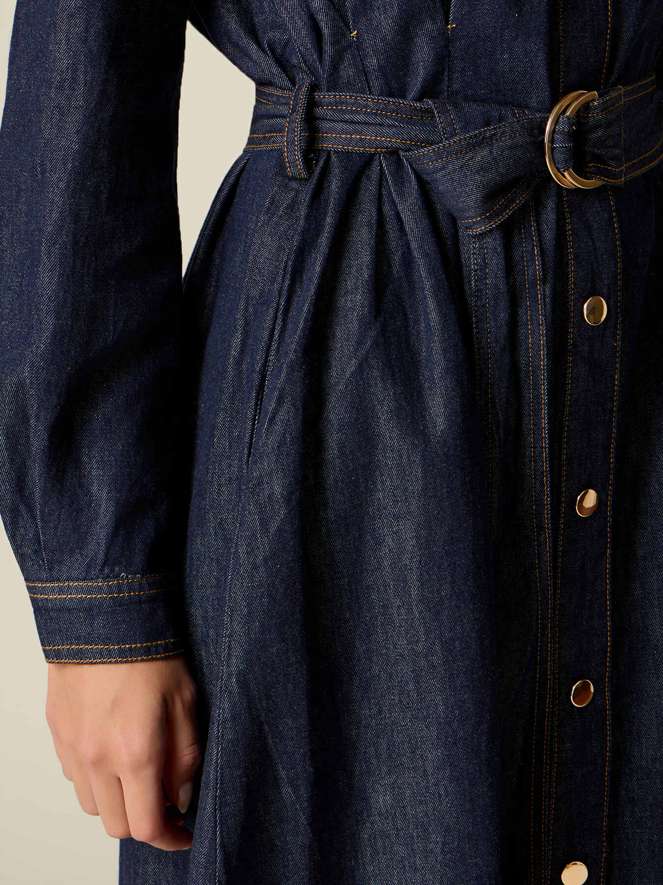 Denim shirt dress with belt image number 2