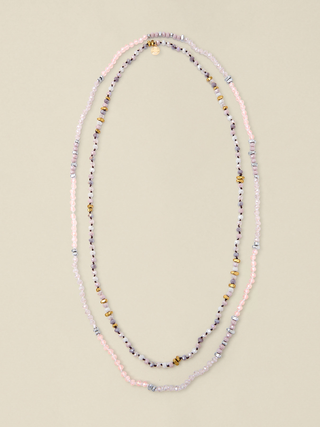 Collier double avec perles et pierres image number 1