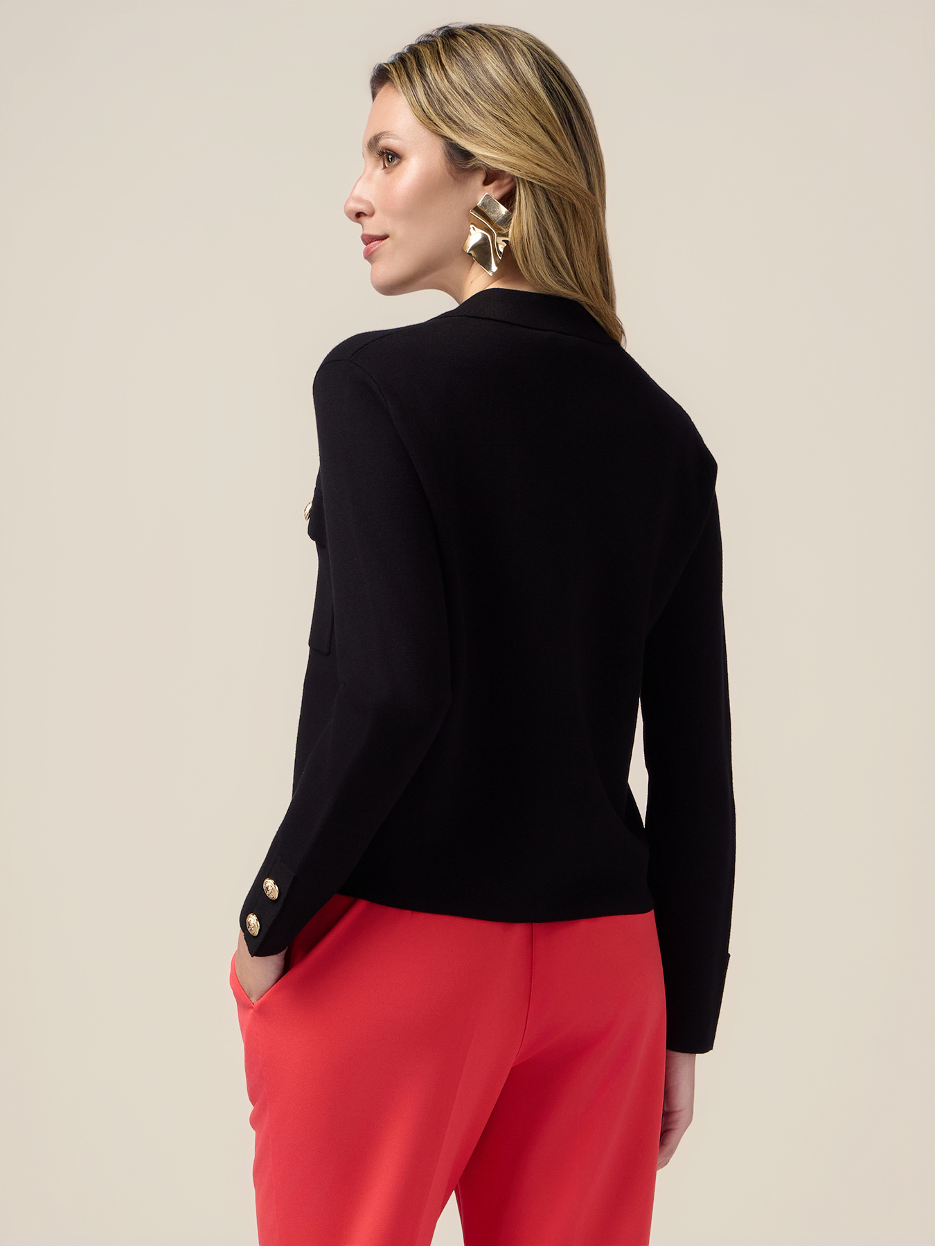 Knitted jacket with heraldic buttons image number 1