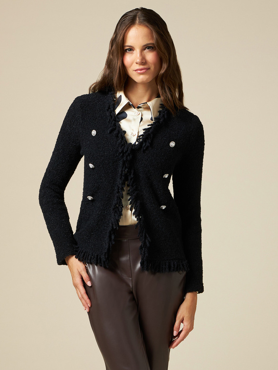 Knitted jacket with jewel buttons