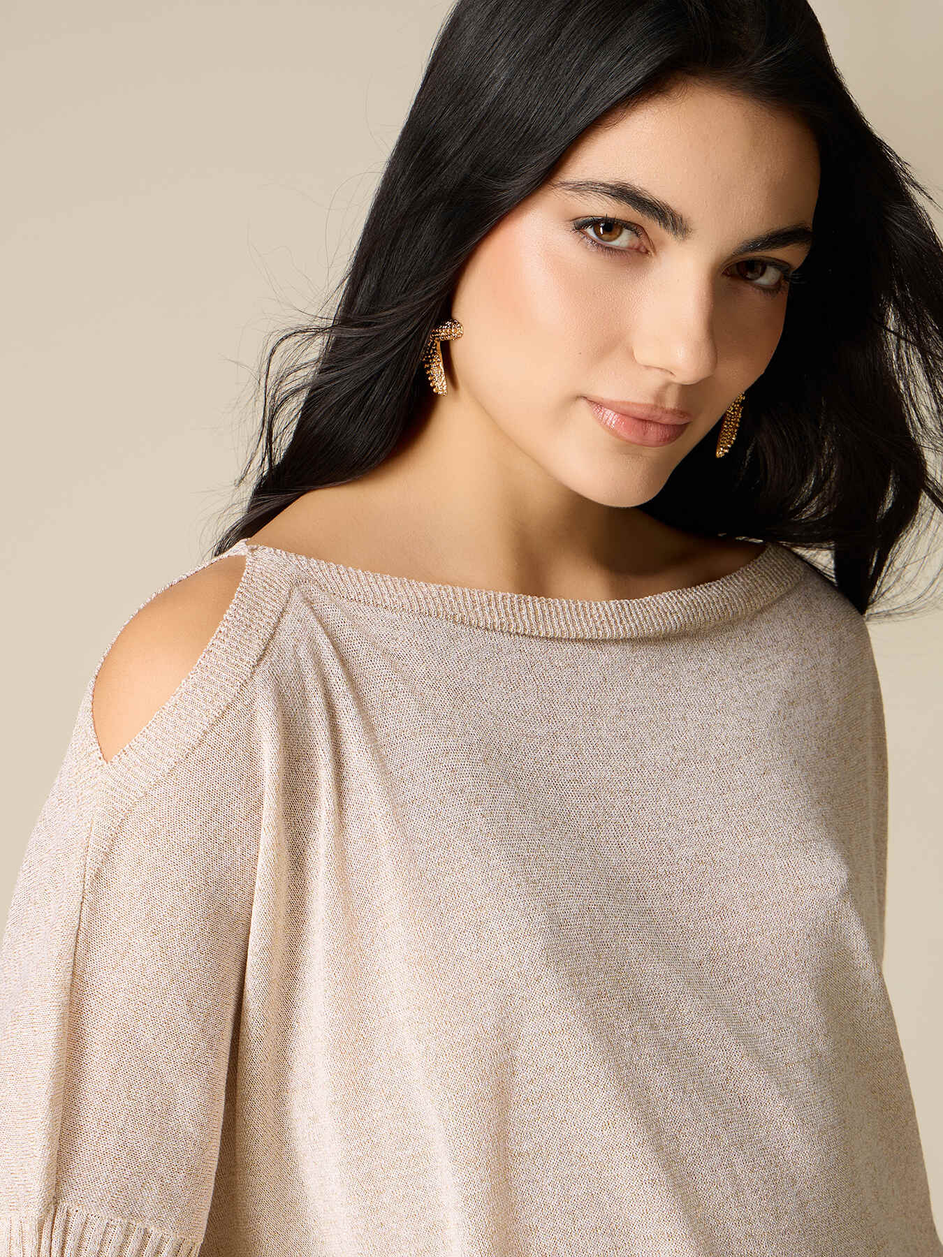 Pulover din amestec de viscoză cu decupaje image number 2