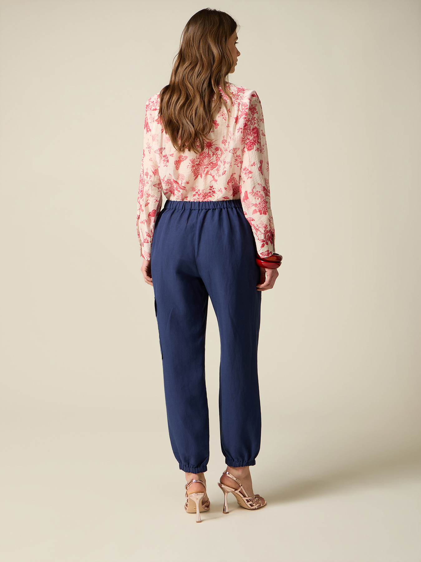 Pantaloni cargo in lino/viscosa image number 1