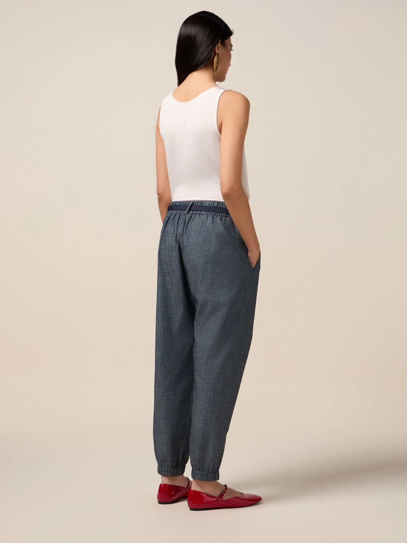 Jogger aus Leinen-Mix mit Denim-Effekt image number 1