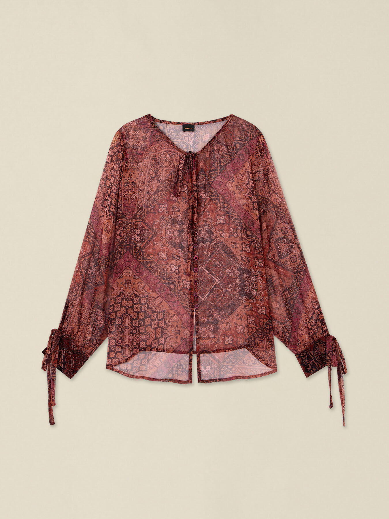 Crepon shirt with bow image number 3