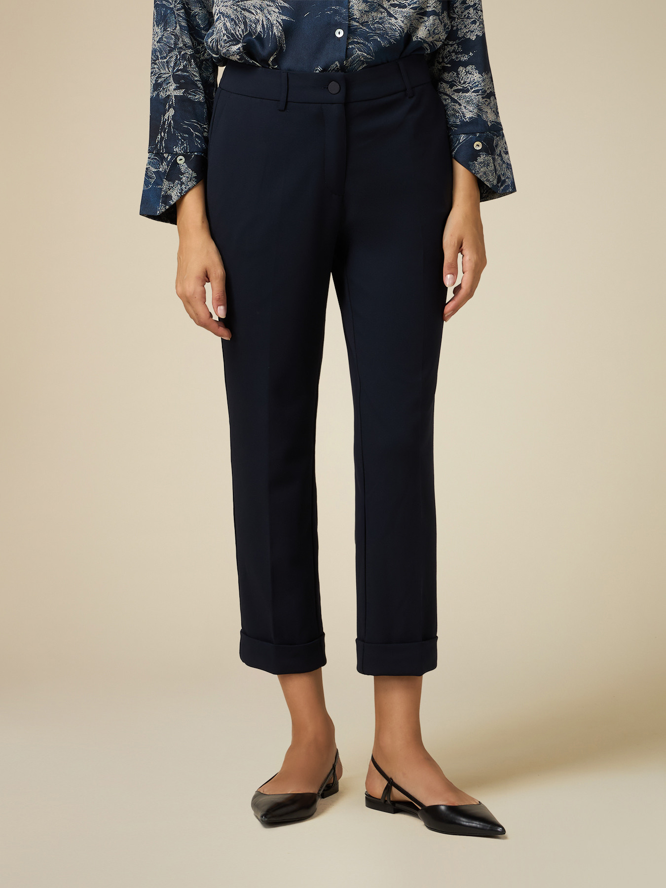 Pantaloni in tessuto scuba cr&ecirc;pe image number 3