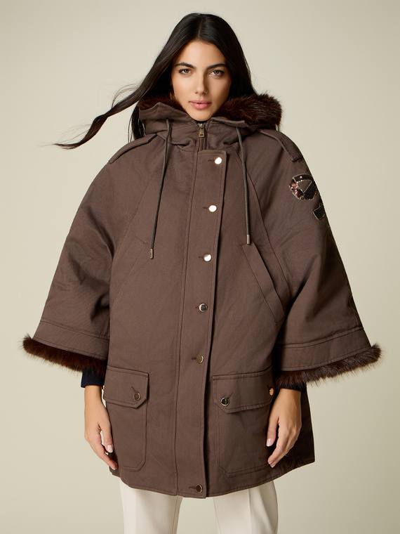 Parka aus Baumwolle mit Pelzbesatz
