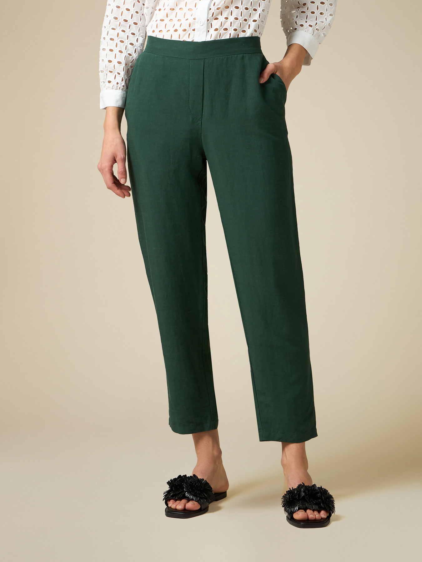 Linen blend trousers image number 1