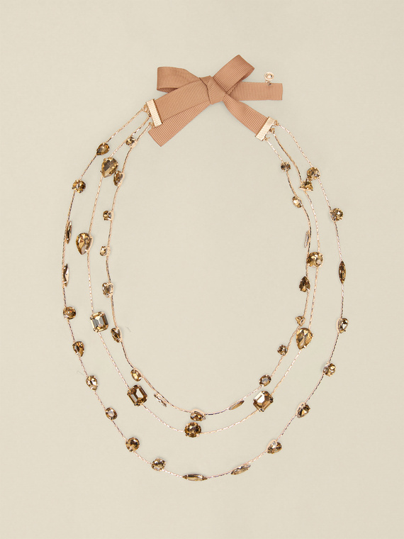Multi-strand necklace with crystals