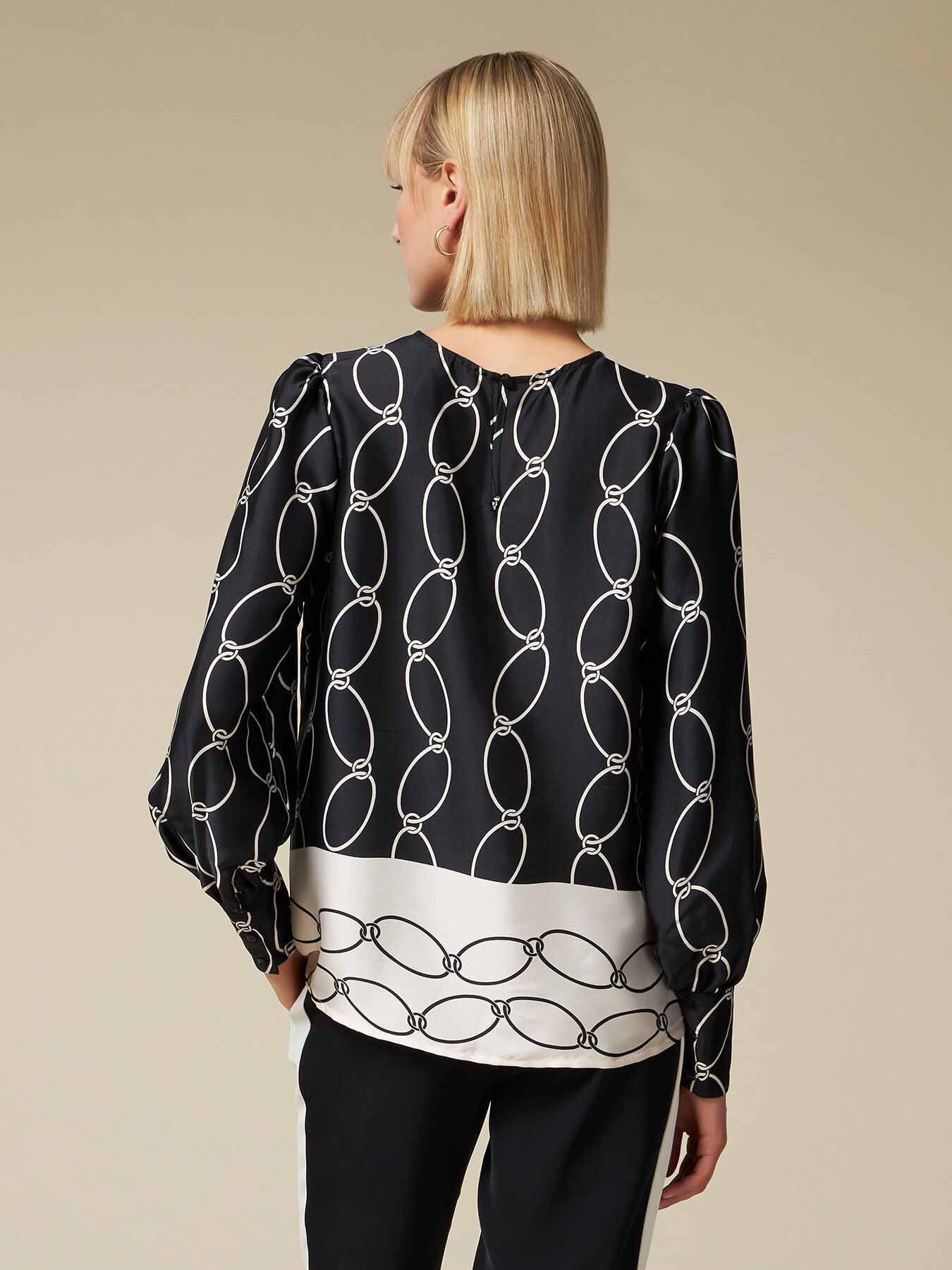Blusa in twill fantasia image number 1
