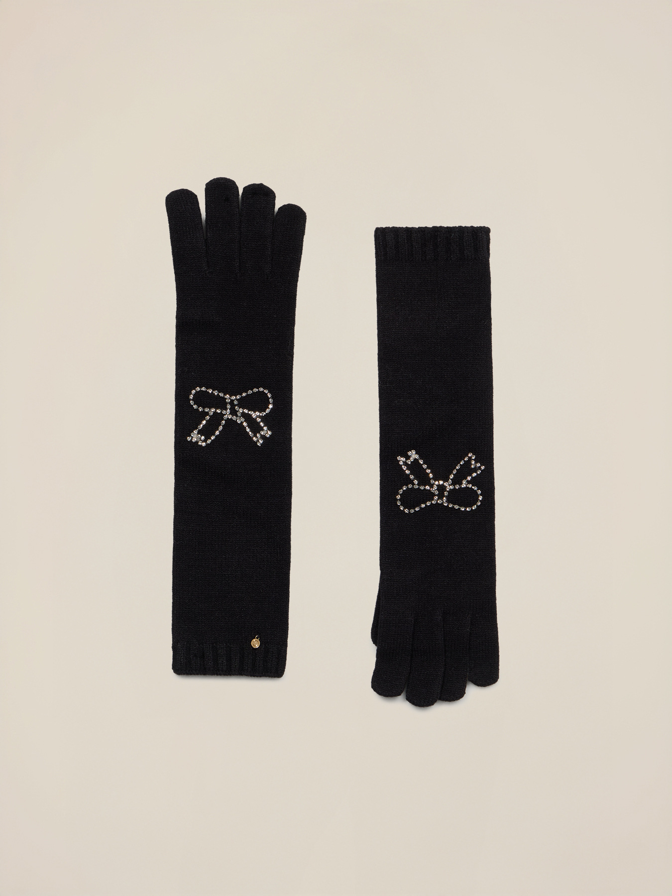 Long knit gloves with crystals image number 0